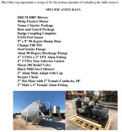 Drum D807 Blower Electric or Diesel Drive Pkg - D807-MOTOR-ELEC