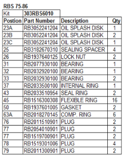 Robuschi RBS Blower Overhaul Kits - RBS-SERV-301RBS6010